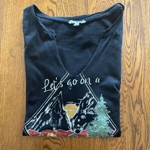 Graphic Tee Let’s Go On A Road Trip Black Short Sleeve Medium